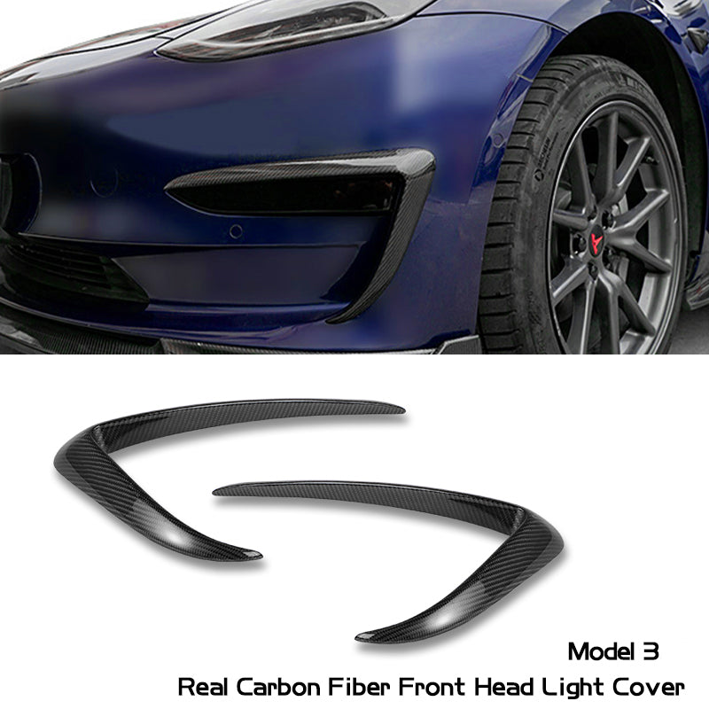 Model 3 Real Carbon Fiber Front Foglight Trim Cover