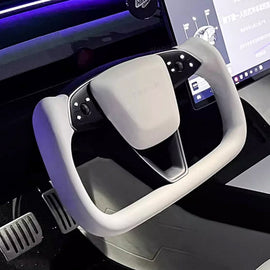 Maxamera Yoke Ratt Nappa Skinn Hvit For Tesla Model 3 Highland