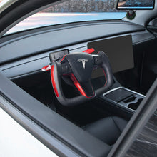 Load image into Gallery viewer, Model Y/3 Yoke Style Steering Wheel With Red Sport Style/Red Column Gear Shift Cover