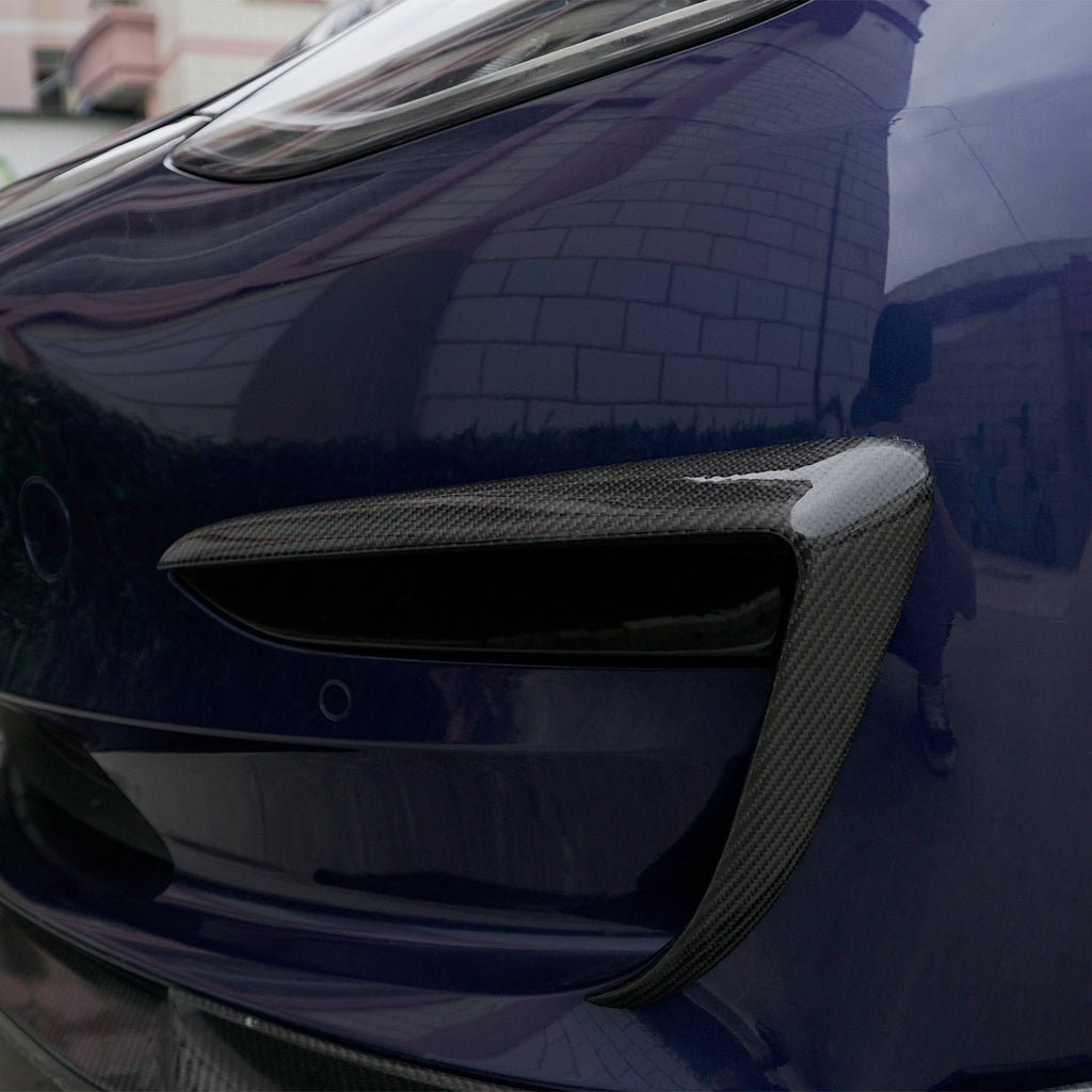 Model 3 Real Carbon Fiber Front Foglight Trim Cover