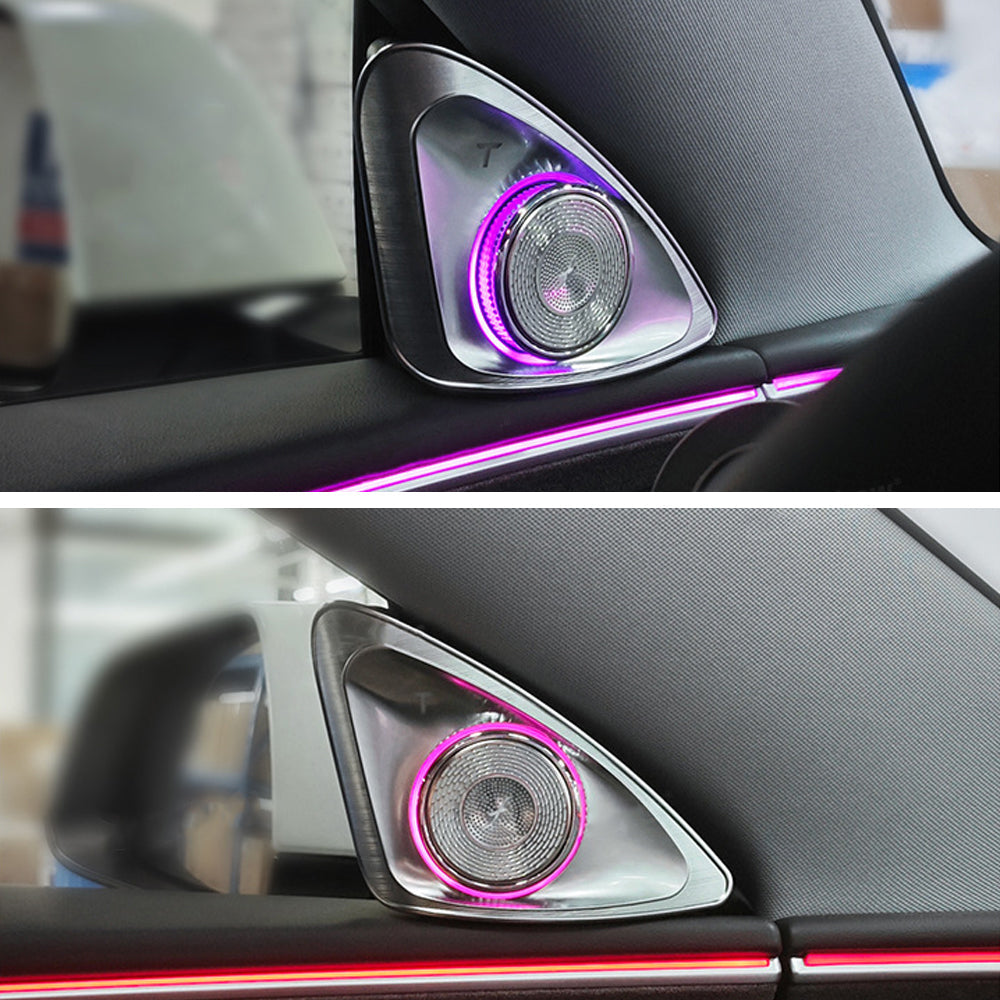 Tesla Model Y/3/3 Highland Rotating Speaker 4D Audio Rotate Diskanthøyttaler med LED-omgivelsesbelysning