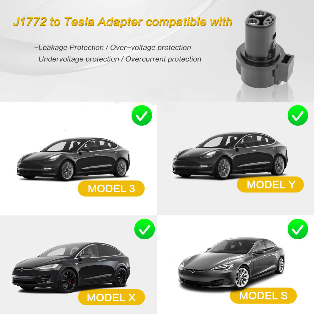 Maxamera J1772 To Tesla Adapter 80A 250V For Tesla Model 3 Y X S (Charging Adapter with Lock)