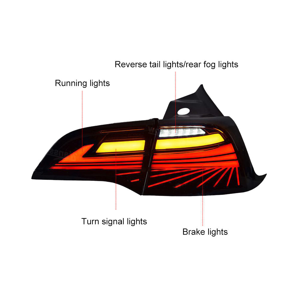 Tesla Model 3/Y Tail Lights Phantom Style Tail Light Assemblies LED Turn Signal