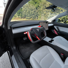 Load image into Gallery viewer, Model Y/3 Yoke Style Steering Wheel With Red Sport Style/Red Column Gear Shift Cover