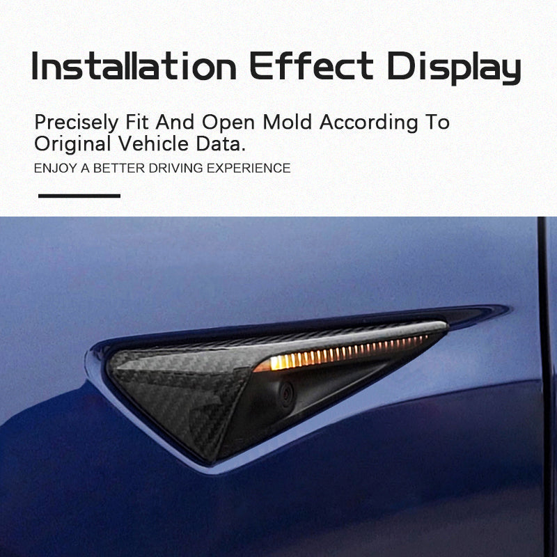 Real Carbon Fiber Side Camera Turn Signal Cover for Model 3/Y