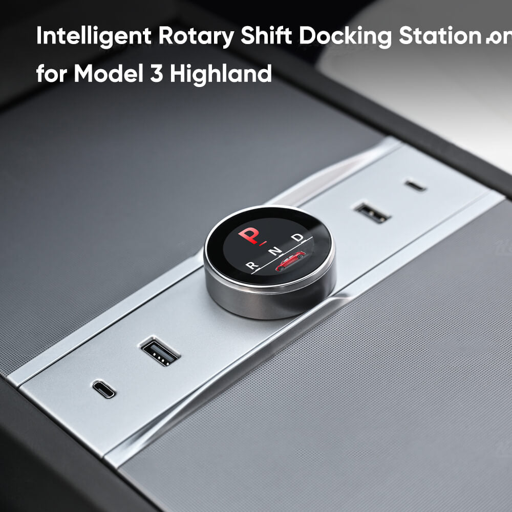 Maxamera Smart Rotating Gear Shift Dock for Tesla Model 3 Highland - With Display & Quick Charge Ports