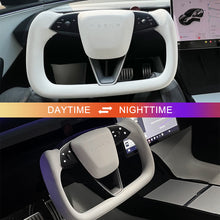 Load image into Gallery viewer, Maxamera Yoke Steering Wheel Nappa Leather White For Tesla Model 3 Highland