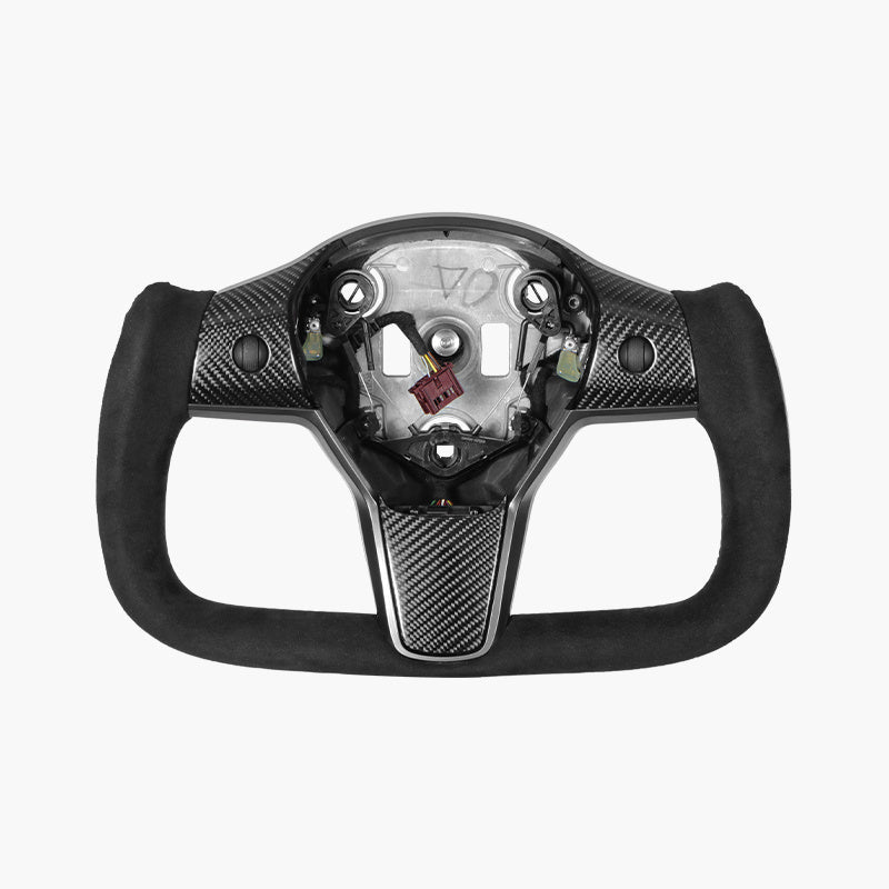 Maxamera Model 3/Y Alcantara Black Yoke Steering Wheel Ellipse Style with Heating Function