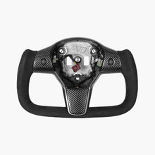 Load image into Gallery viewer, Maxamera Model 3/Y Alcantara Black Yoke Steering Wheel Ellipse Style with Heating Function