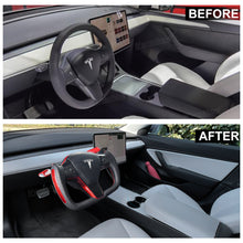 Load image into Gallery viewer, Model Y/3 Yoke Style Steering Wheel With Red Sport Style/Red Column Gear Shift Cover