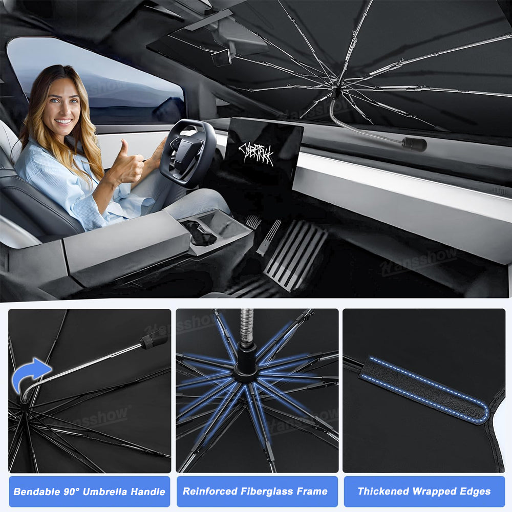 Windshield Sunshade Umbrella Sun Visor Foldable Sun Shield For Tesla Cybertruck