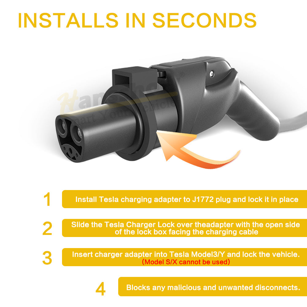 Maxamera J1772 To Tesla Adapter 80A 250V For Tesla Model 3 Y X S (Charging Adapter with Lock)