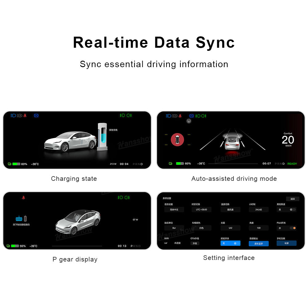 Maxamera Tesla Model 3 Y 8.9" Head-Up Display Instrument Cluster FY9-C Dashboard Display Touchscreen Inspired By Model S/X Style