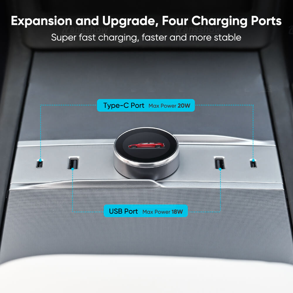 Maxamera Smart Rotating Gear Shift Dock for Tesla Model 3 Highland - With Display & Quick Charge Ports