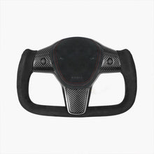 Load image into Gallery viewer, Maxamera Model 3/Y Alcantara Black Yoke Steering Wheel Ellipse Style with Heating Function