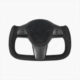 Maxamera Model 3/Y Alcantara Black Yoke Steering Wheel Ellipse Style with Heating Function