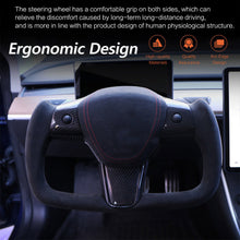 Load image into Gallery viewer, Maxamera Model 3/Y Alcantara Black Yoke Steering Wheel Ellipse Style with Heating Function