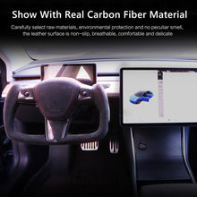 Load image into Gallery viewer, Maxamera Model 3/Y Alcantara Black Yoke Steering Wheel Ellipse Style with Heating Function