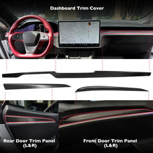 Load image into Gallery viewer, 2022+ Model S Interior Carbon Fiber Doors &amp; Dash Trim Kit (7pcs/set)