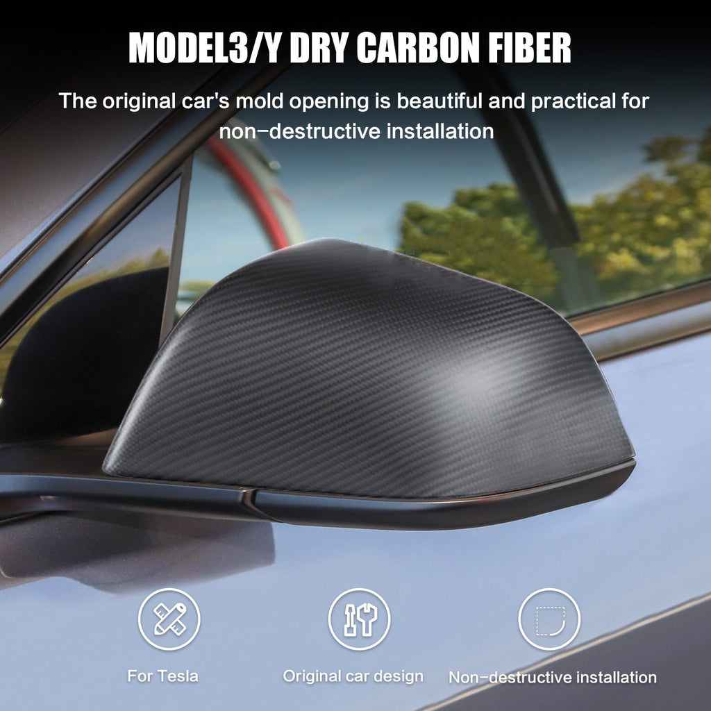 Model Y/3 Real Carbon Fiber Rearview Mirror Cover