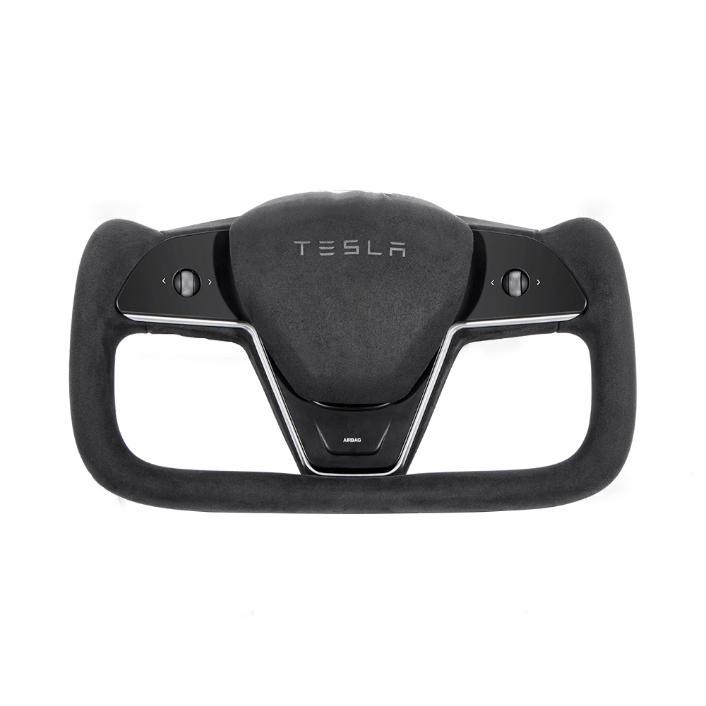 Tesla Model 3/Y Alcantara Black Yoke Steering Wheel (Design Inspired by Model X/S Yoke)