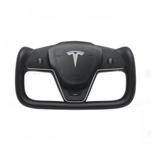 Load image into Gallery viewer, Maxamera Model 3/Y Nappa Black Leather Yoke Steering Wheel For Tesla (Inspired by Model X/S Yoke)