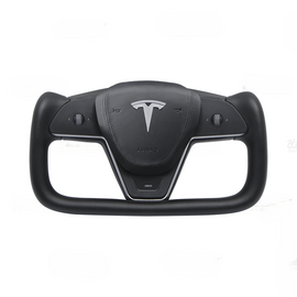 Volant Maxamera modèle 3/Y en cuir Nappa noir pour Tesla (inspiré du modèle X/S Yoke)
