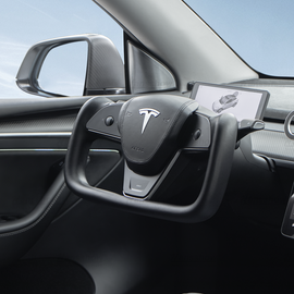 Volant Maxamera modèle 3/Y en cuir Nappa noir pour Tesla (inspiré du modèle X/S Yoke)
