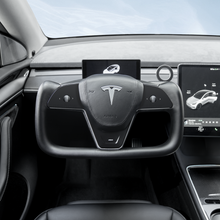 Load image into Gallery viewer, Maxamera Model 3/Y Nappa Black Leather Yoke Steering Wheel For Tesla (Inspired by Model X/S Yoke)