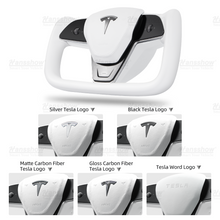 Load image into Gallery viewer, Tesla Model 3/Y Yoke Steering Wheel (Inspired by Model X/S Yoke)- Nappa White Leather