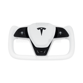 Tesla Model 3/Y Yoke Steering Wheel (Inspirerad av Model X/S Yoke) - Nappa White Leather