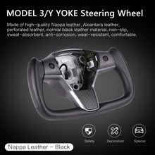 Load image into Gallery viewer, Maxamera Model 3/Y Yoke Steering Wheel Nappa Black Leather Ellipse style with Heated Feature