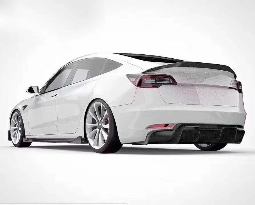 New Arrival  Vors Style Carbon Fiber Body Kit Front Lip Side Skirts Rear Bumper For Tesla Model 3