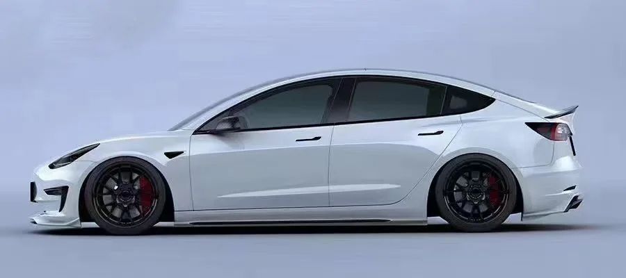 Model3 Accessories ART Style Carbon Fiber Front Lip Side Skirts Rear Diffuser Spoiler Wing Body Kit For Tesla Model3 2021