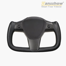 Load image into Gallery viewer, Maxamera Model 3/Y Yoke Steering Wheel Nappa Black Leather Ellipse style with Heated Feature