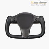 Maxamera Model 3/Y Yoke Steering Wheel Nappa Black Leather Ellipse style with Heated Feature