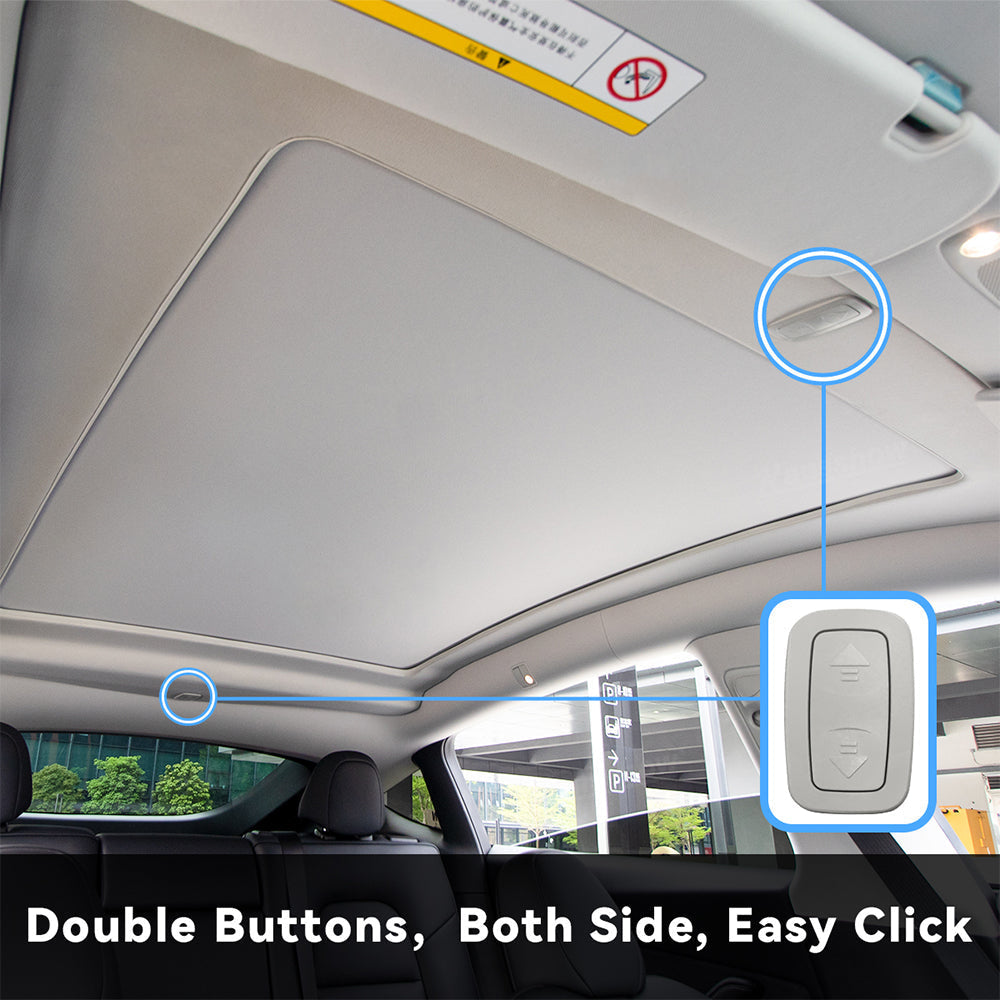 Maxamera Model Y Integrated Electric Retractable Glass Roof Sunshade