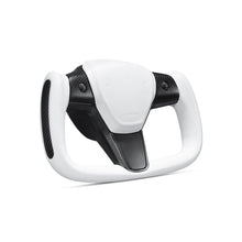 Load image into Gallery viewer, Maxamera Tesla Yoke Steering Wheel Ellipse style Nappa White Leather with Heated Feature