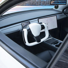 Load image into Gallery viewer, Maxamera Tesla Yoke Steering Wheel Ellipse style Nappa White Leather with Heated Feature