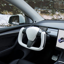 Load image into Gallery viewer, Maxamera Tesla Yoke Steering Wheel Ellipse style Nappa White Leather with Heated Feature