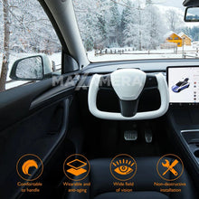 Load image into Gallery viewer, Maxamera Tesla Yoke Steering Wheel Ellipse style Nappa White Leather with Heated Feature